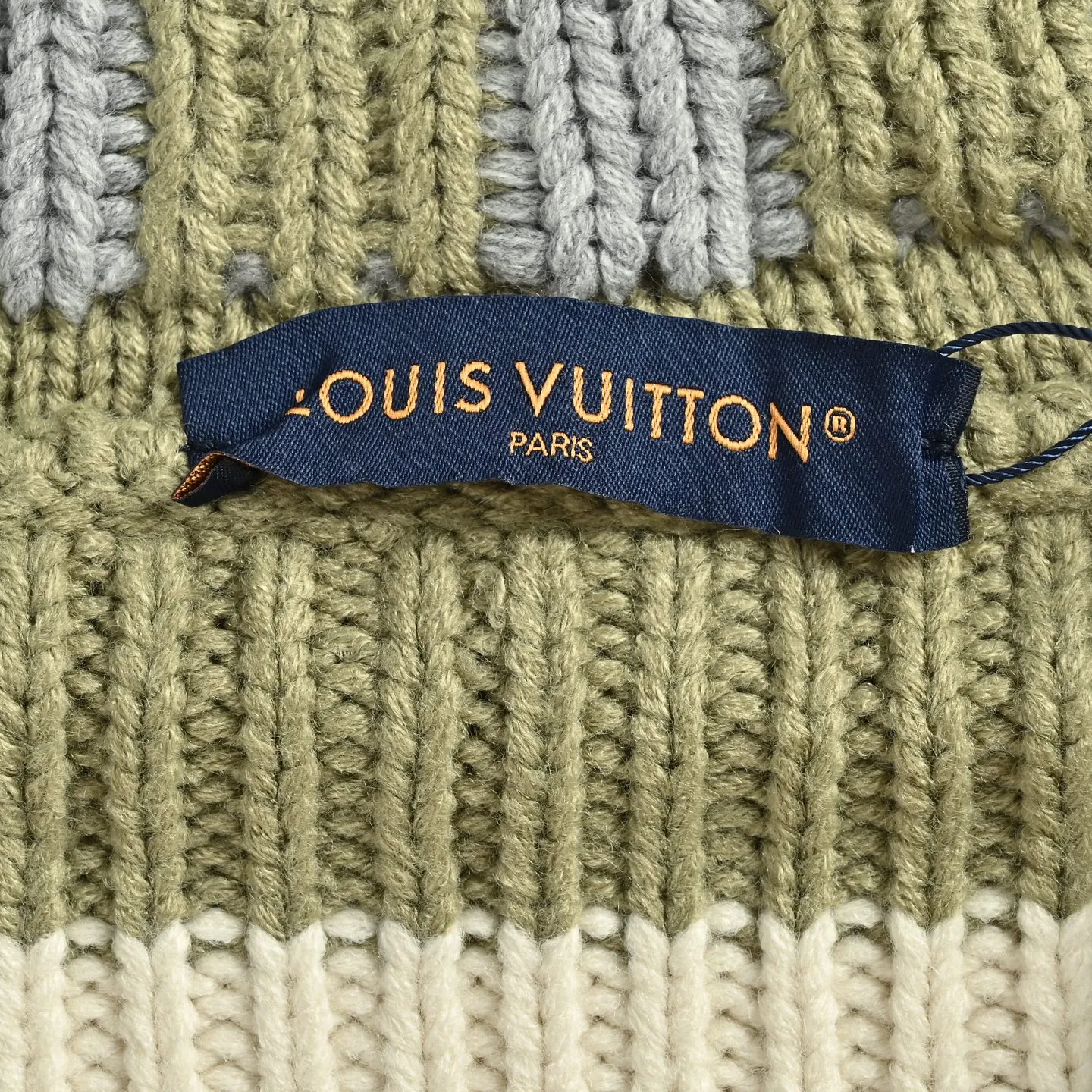 Louis Vuitton/Louis Vuitton leather checkerboard intarsia stand-up collar sweater jacket